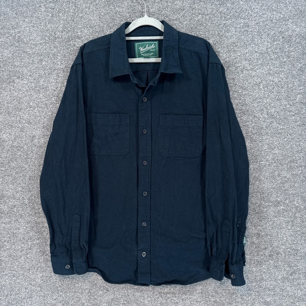 Woolrich Flannel Shirt Mens XL Blue Cotton Chamois Long Sleeve Workwear Casual
